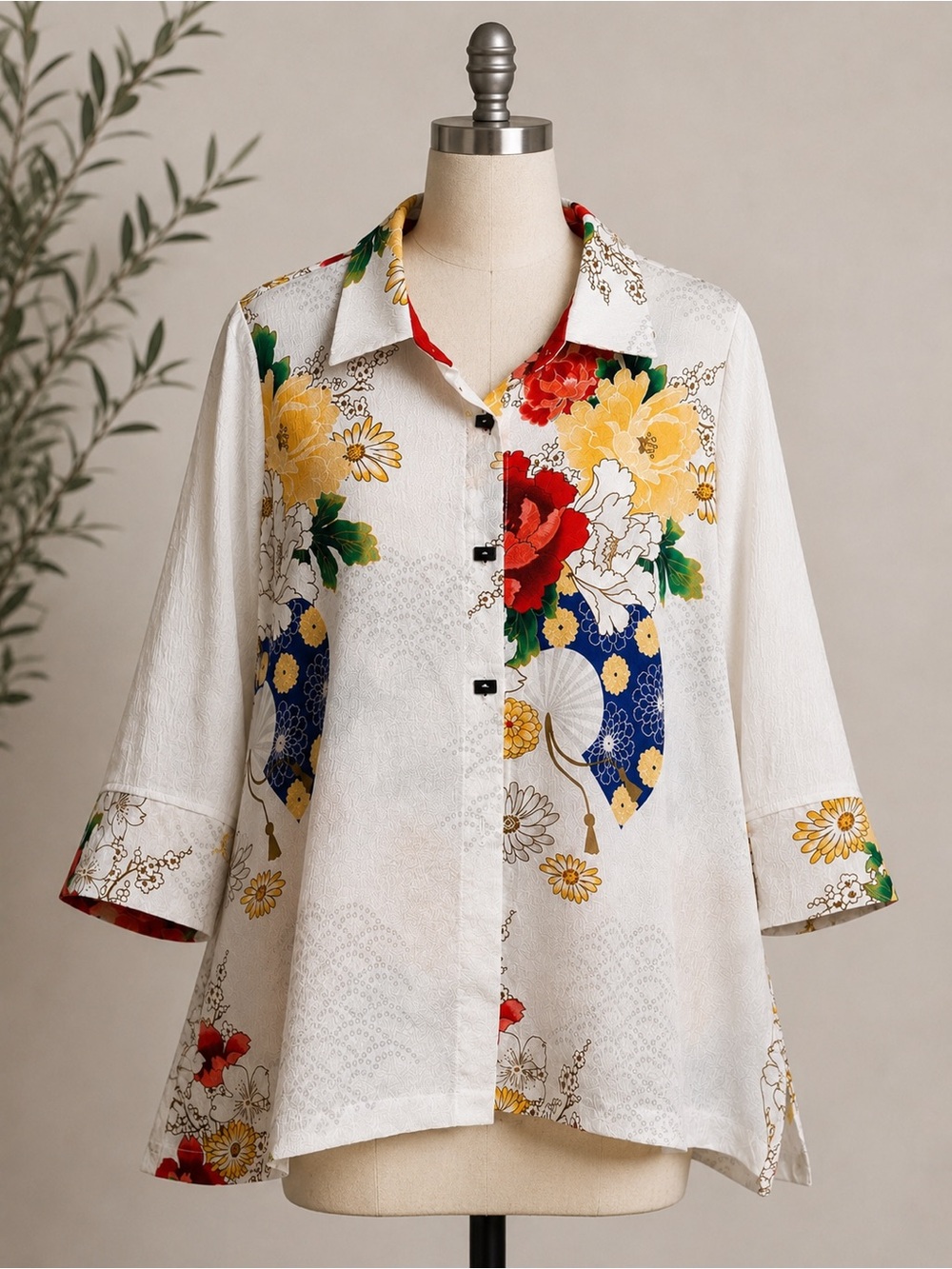 Moonlight Y&S Floral Wearable Art Jacket Womens XL Crinkle Lagenlook Top